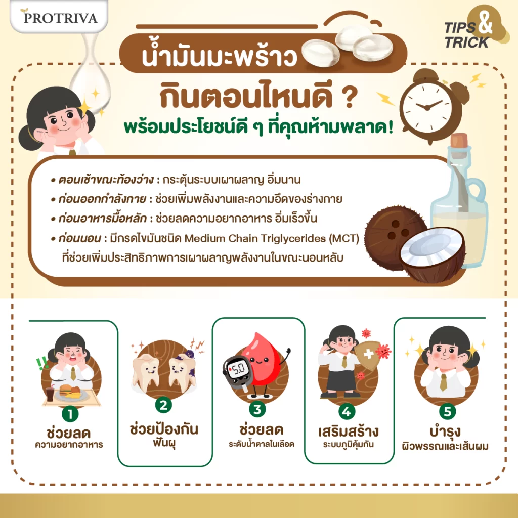 สรุป น้ำมันมะพร้าว กินตอนไหน ดี พร้อมประโยชน์ดี ๆ ที่คุณห้ามพลาด!