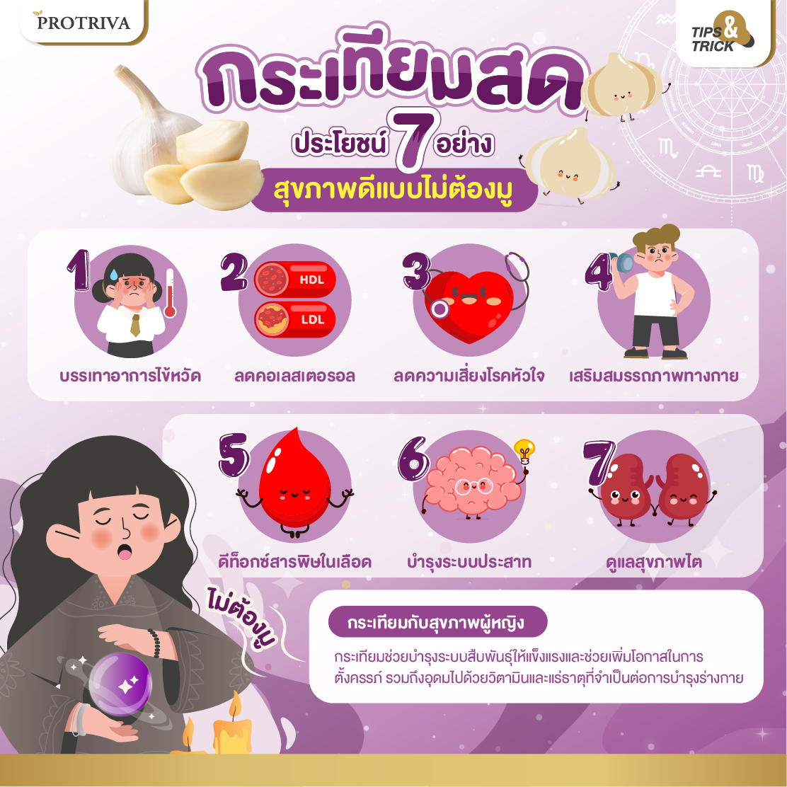 สรุป กระเทียมสด ประโยชน์ 7 อย่าง สุขภาพดีแบบไม่ต้องมู