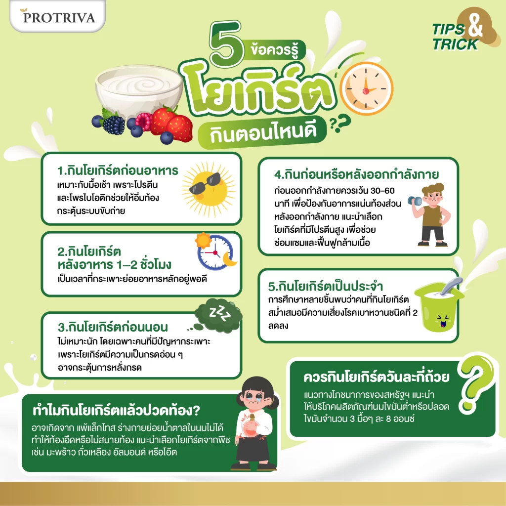 สรุป 5 ข้อควรรู้ โยเกิร์ต กินตอนไหนดี ให้เหมาะสม