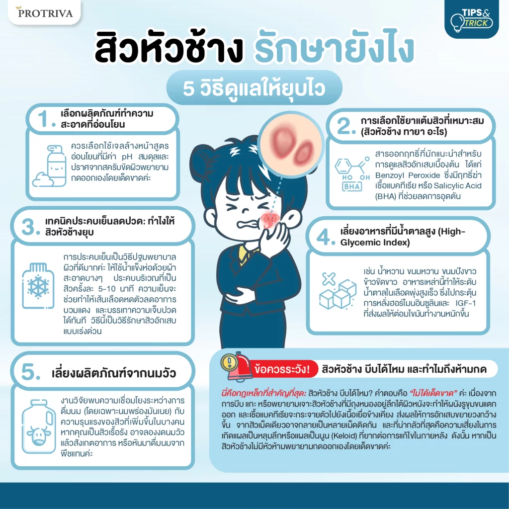 สรุป สิวหัวช้าง รักษายังไง 5 วิธีดูแลให้ยุบไว ลดเสี่ยงแผลเป็นลึก