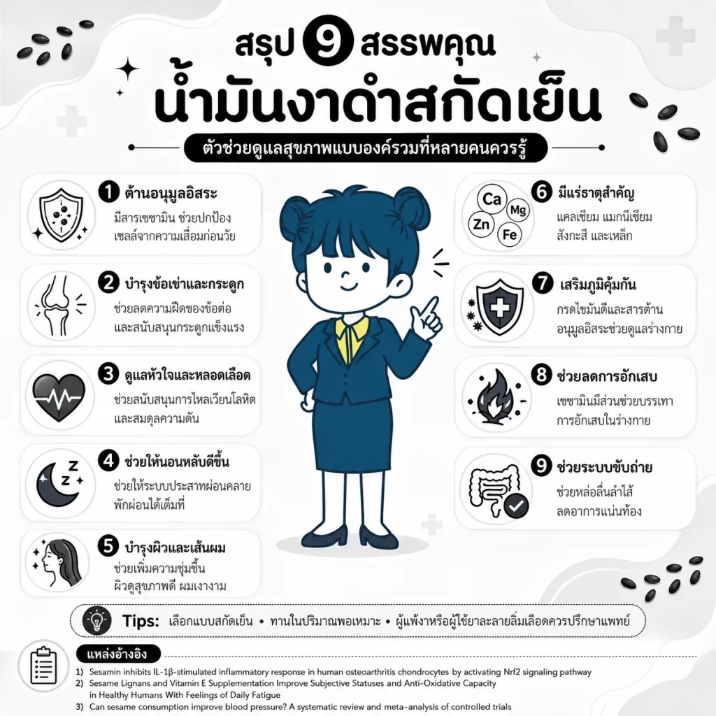 สรุป สรรพคุณ น้ำมันงาดำ